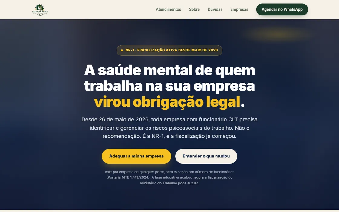 Página para empresas do site da Casa da Terapia Integrativa